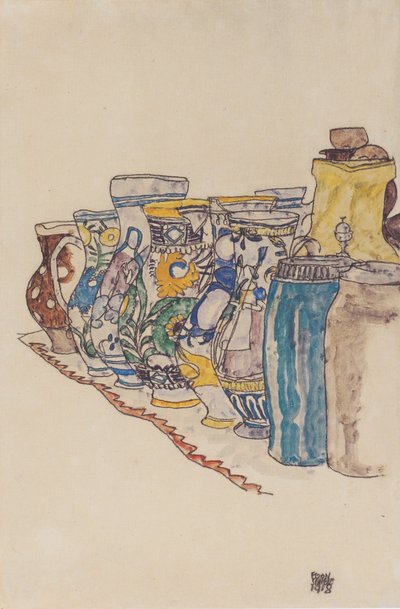 Painted Peasant Jugs by Egon Schiele